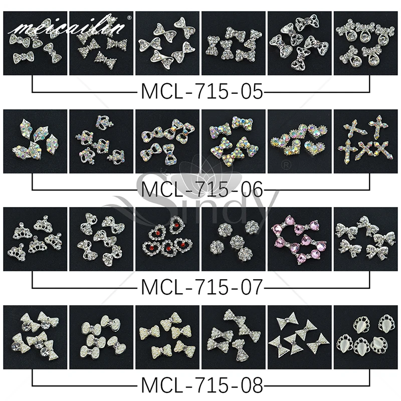 30 шт. AB Clear 3D Стразы для ногтей разные размеры галстуки-бабочки корона украшения