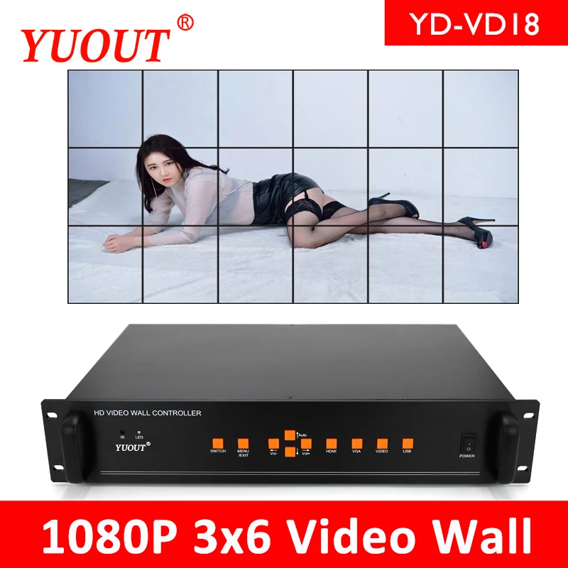 YUOUT YD VD18 HDMI видео настенный контроллер 3x3 4x4 Full HD 1080P процессор 3x4 3x6 и т. Д. Мульти