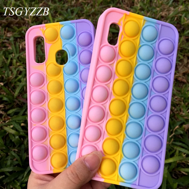 

Relieve Stress Phone Case For Samsung Galaxy A01 A02 S A03S A10 A12 A20 A30 A50 A51 A71 3D Rainbow Bubble Soft Silicone Cover