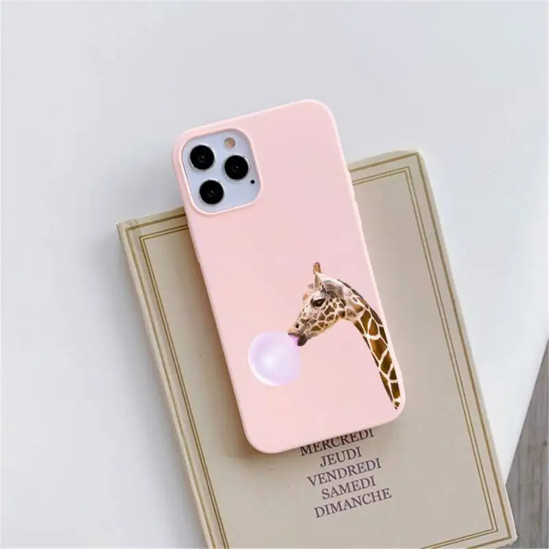 

Cartoon giraffe cute lovely animal Phone Case Candy Color for iPhone 6 6S 7 8 11 12 XS X SE 2020 XR mini pro Plus MAX funda