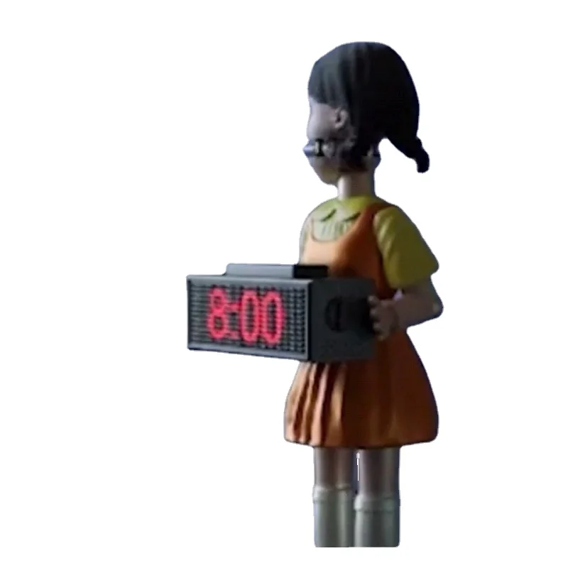 

Korean Squid Game 123 Wooden Man Cosplay With The Same Alarm Clock Horror Sound Bedroom Electronic For Smart Electronics