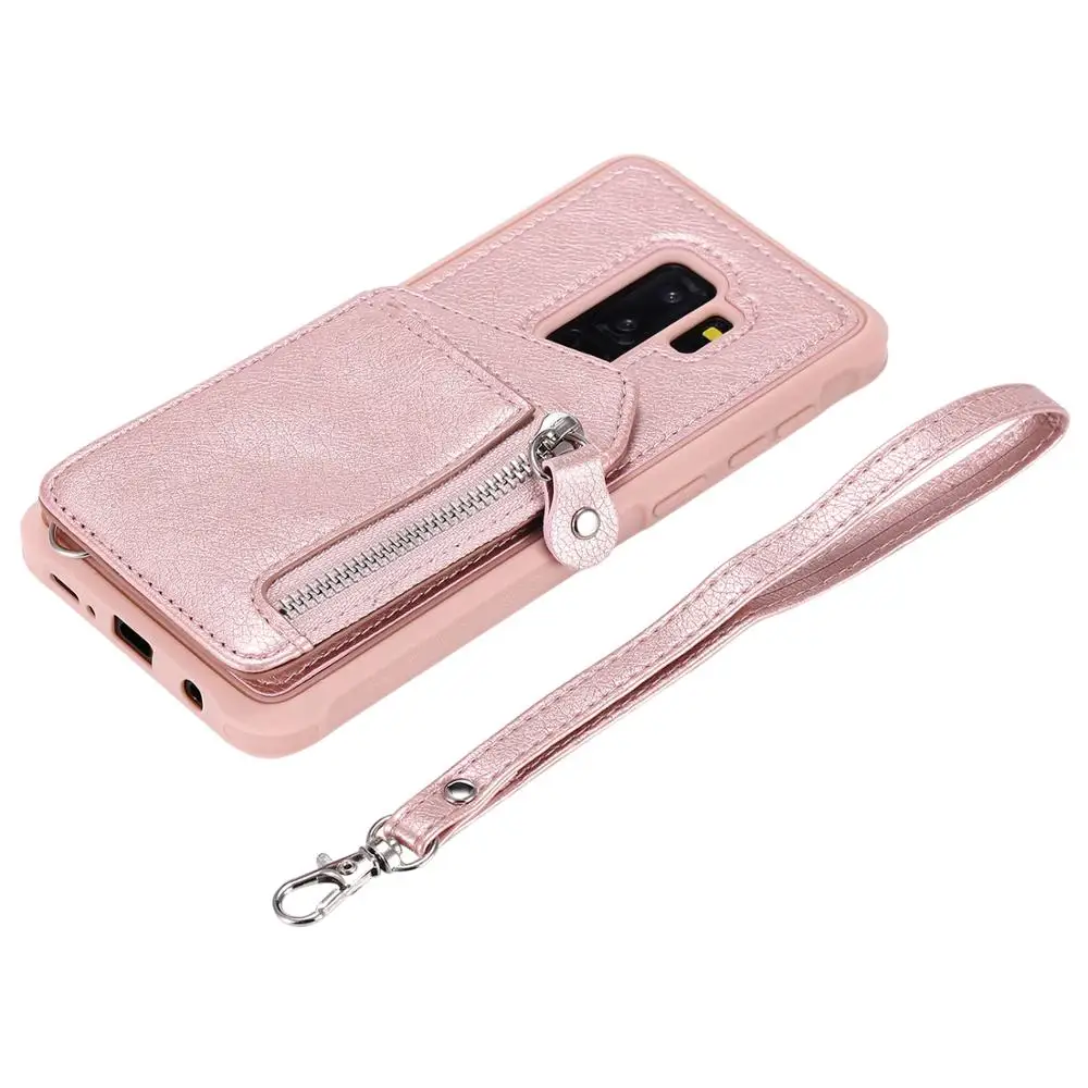 Key Chain Zipper Leather Wallet Case For Samsung Galaxy S9 Plus Note 9 Shockproof Stand Cover Safe Button Back Card Slots | Мобильные