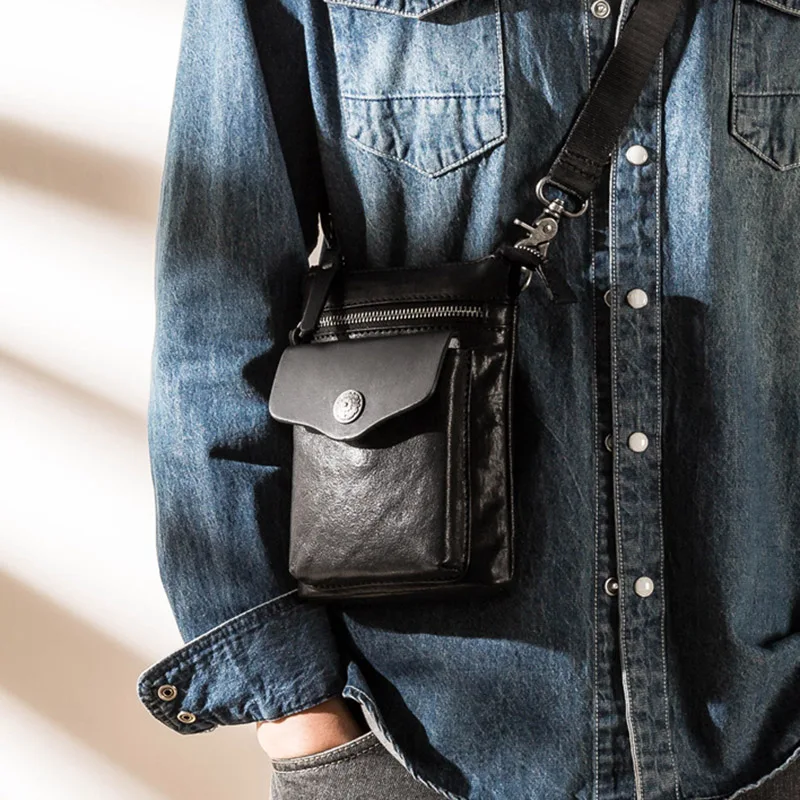 

Leather casual men's messenger bag, top layer cowhide trendy shoulder bag, all-match personality men's bag