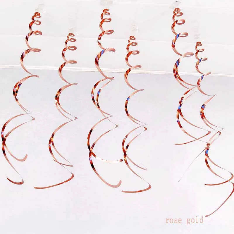 rose gold 6 шт. с днем рождения DIY декоративные металлические потолочные Висячие вихри для детского душа Свадебные Хэллоуин День рождения украшения - Цвет: rose gold