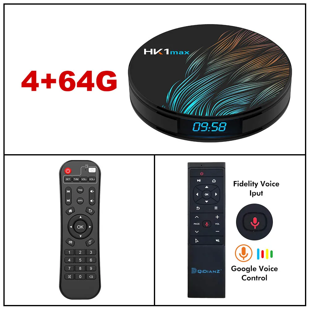 4G64G Voice Control HK1MAX Android 9,0 Смарт ТВ приставка RK3318 четырехъядерный 2,4G& 5G беспроводной wifi приставка медиаплеер HK1 MAX Google voice PK H96MAX - Цвет: 4G64G Voice Control