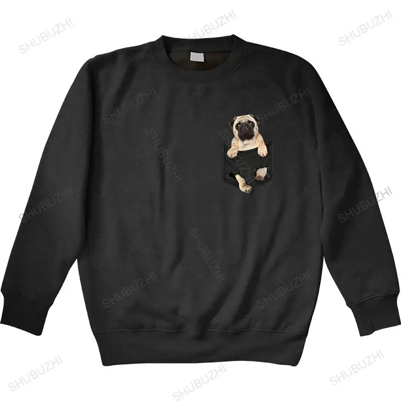 

Men sweatshirt spring Pug Pocket hoodies Pug Inside Pocket Dog Lovers Cotton unisex sweatshirt men top
