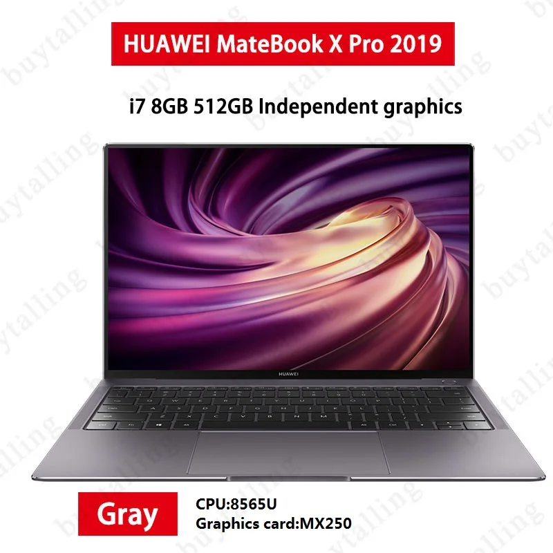 i7 8G 512G Gray MX Ноутбук HUAWEI MateBook X Pro 13,9 дюймов GeForce MX250 i5-8265U i7-8565U 8 Гб LPDDR3 - Цвет: i7 8G 512G Gray MX