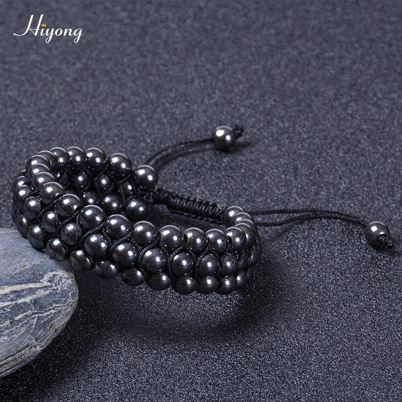Браслет с бусинами из натурального камня для мужчин и женщин трехслойный браслет