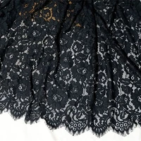 300cm classic eyelash lace fabric thin blackoff white for decoration crafts sewing for dress making decor v2357