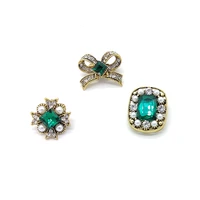 pd brooch 2022 new exquisite small brooch three piece suit green retro brooch pin jewelry scarf buckle