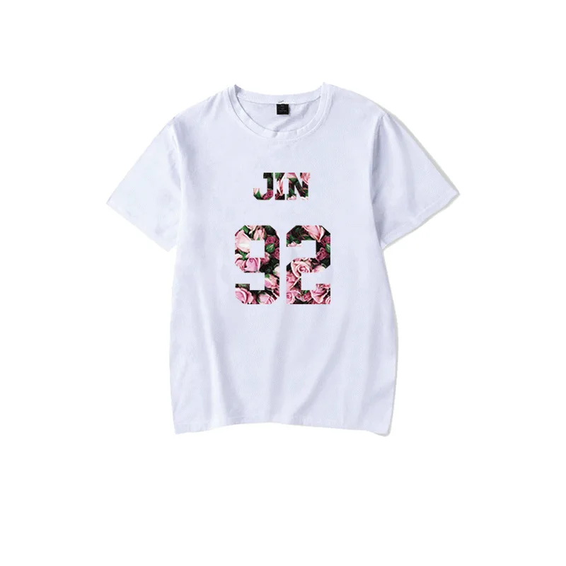 Kpop JIN Белая Футболка модная Bangtan футболка с коротким рукавом летняя черная Новое