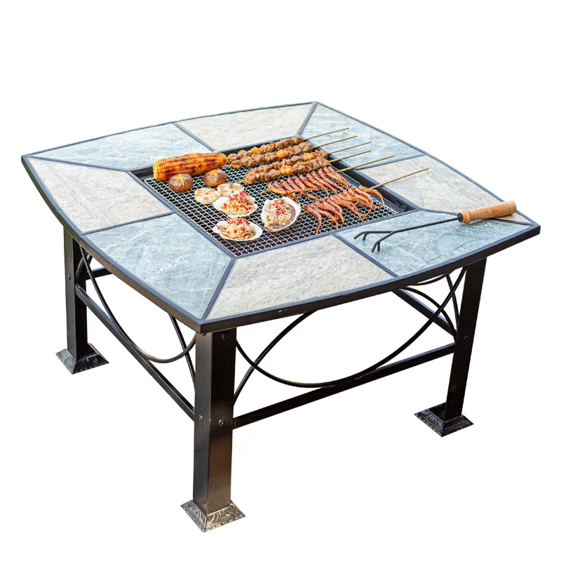 

zq Outdoor Desk-Chair Barbecue Grill Garden European Outdoor Garden Balcony Occasional Table Heating Brazier