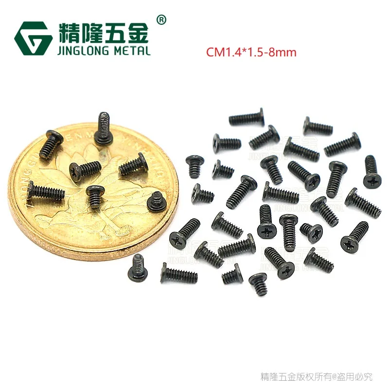 100 шт. CM1.4 * 1 5/2/2.5/3/4 D = 2 5*0 5 тонкий/вафельная головка Philips винт для машины черный