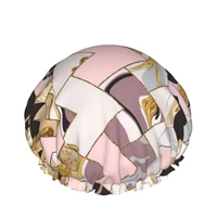 elegant geometric rose gold marble double waterproof shower caps customized shower cap hair care drying accessories for women