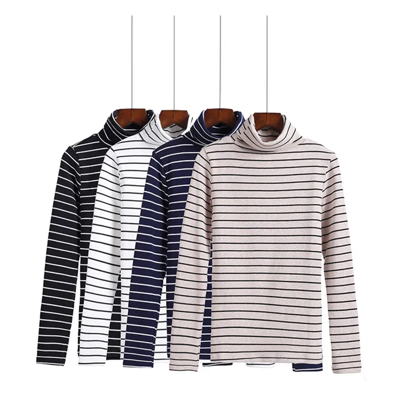 Женская футболка 2020 однотонная тонкая с высоким воротником новая модная