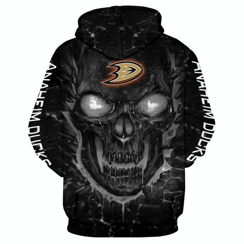 

Anaheim Men's Fashion 3D Hoodie Black Lava Skull Khaki Darts Print Ducks Cool outdoor sweatshirt