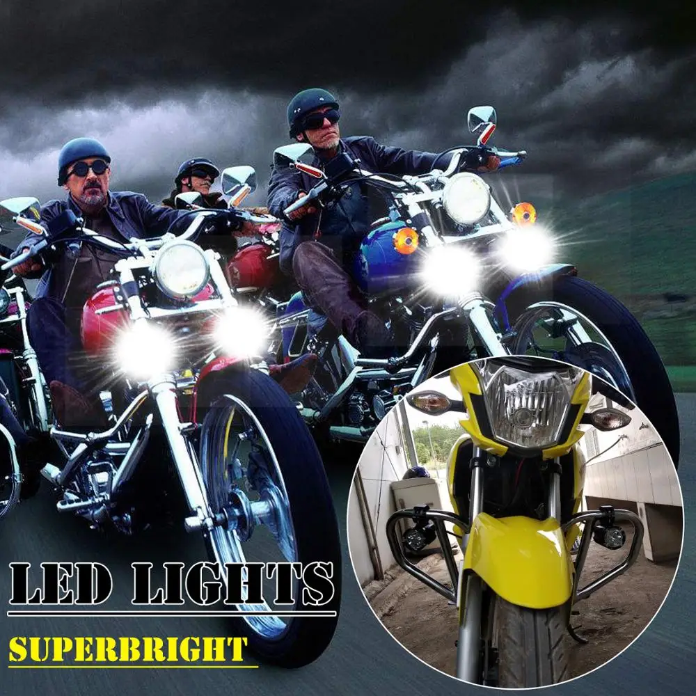 

2PCS LED Motorcycle Lights 4000 LM Spotlight 12V 6 lamp beads Motorbike Headlight Waterproof Fog Bulb Super bright