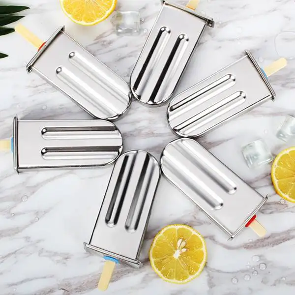 

6Pcs Popsicle Mold Stainless Steel Ice Cream Mold with Holder Rack Ice Lolly Mold Homemade Freeze Lolly Popsicle Maker