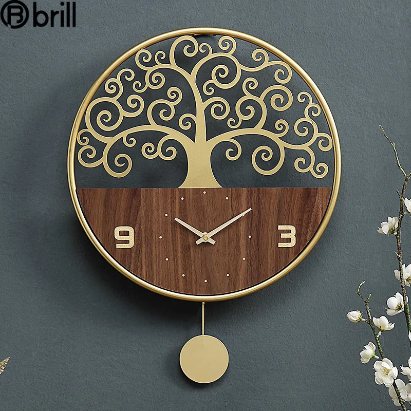 

Tree Large Wall Clock Wood Metal Gold Clock Mechanism Living Room Modern Creative Luxury Clocks Wall Home Decor Bedroom Horloge