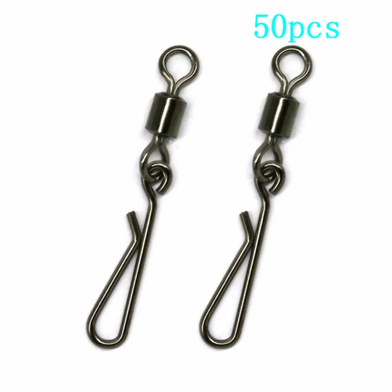 

50pcs Fishing Swivels Rolling Swivel Interlock Snap Size 8/6/4/2 Hook Lure Connector Terminal Tackle Swivel Fishing