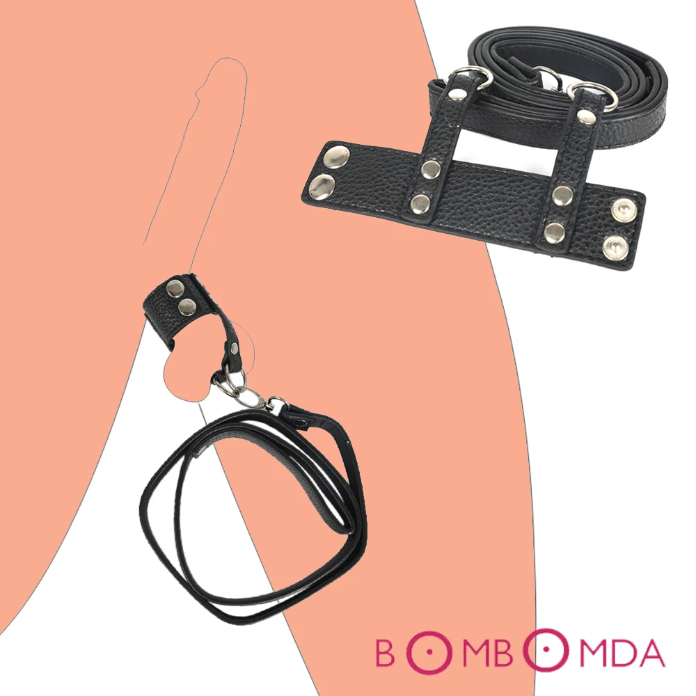 Мужское кольцо рукав для пениса эрекция секс помощь цепь поводок кожаное члена