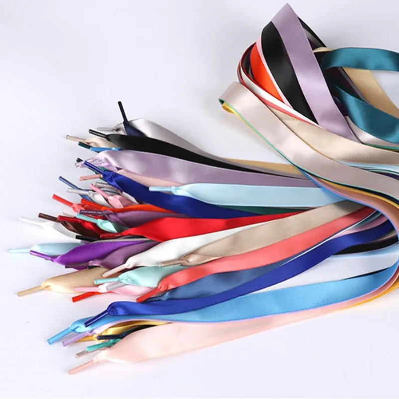 30Pairs Candy Color Grosgrain Ribbon Shoes 2cm Polyester Satin Glossy Silk Band For Shoelace Accessories Dropshipping