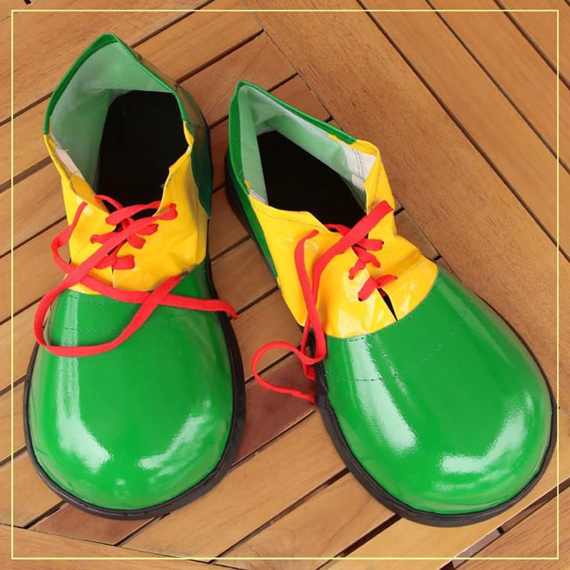 Halloween Funny Colorful PU Clown Shoes Adults Magic Cosplay Shoes Performance Costume Props Masquerade Party Dress Up Decorate