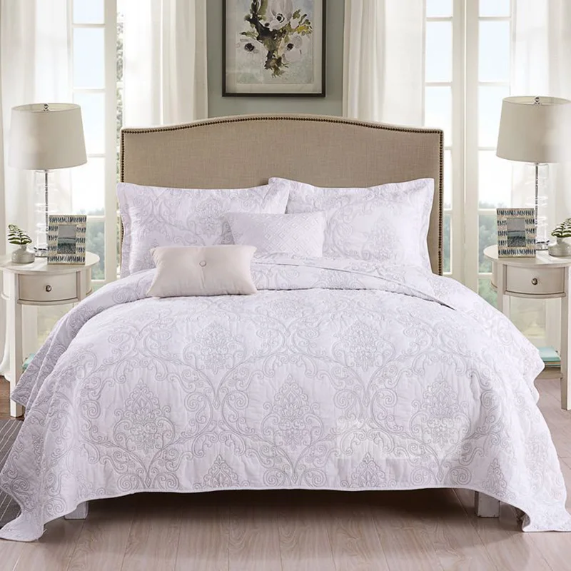 Покрывала для кровати CHAUSUB комплект белого одеяла из 3 предметов Хлопковое одеяло