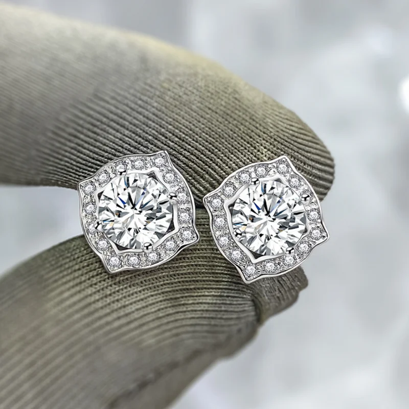 

Серьги-гвоздики женские из серебра 100% пробы, с круглыми бриллиантами