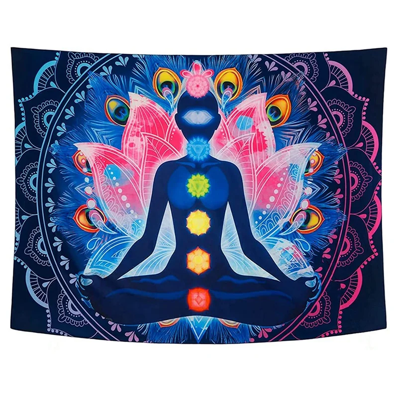 

Seven Chakra Tapestry Colorful Psychedelic Mandala Tapestry Yoga Meditation Tapestry Wall Hanging Indian Hippie Tapestry