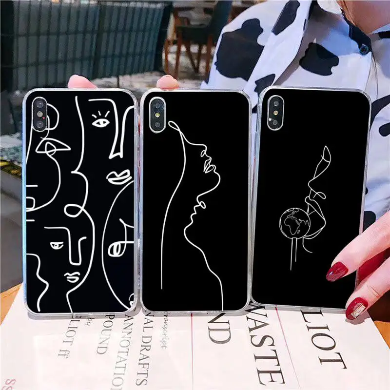 

YNDFCNB Elegant Beauty Curved Line Phone Case for iphone 13 11 12 pro XS MAX 8 7 6 6S Plus X 5S SE 2020 XR fundas