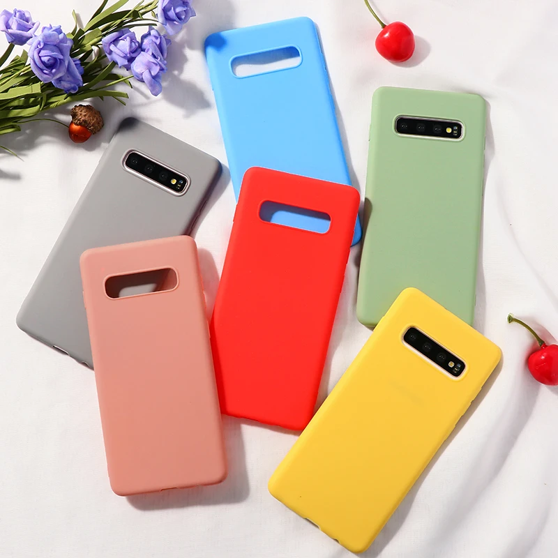 Матовый Силиконовый чехол для samsung Galaxy S10 Lite S10e S10 S9 S8 плюс S7 S6 Edge Note 9 8 5 M40 M30 M20 M10 простой Карамельный цвет чехол