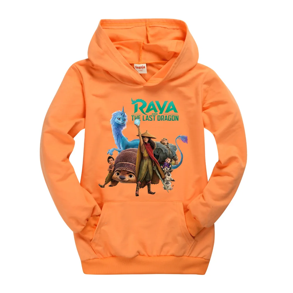 Детская одежда для девочек Райя и последний дракон худи для мальчиков Карикатурный свитшот из хлопка Верхняя одежда для детей с длинными рукавами Пуловер.