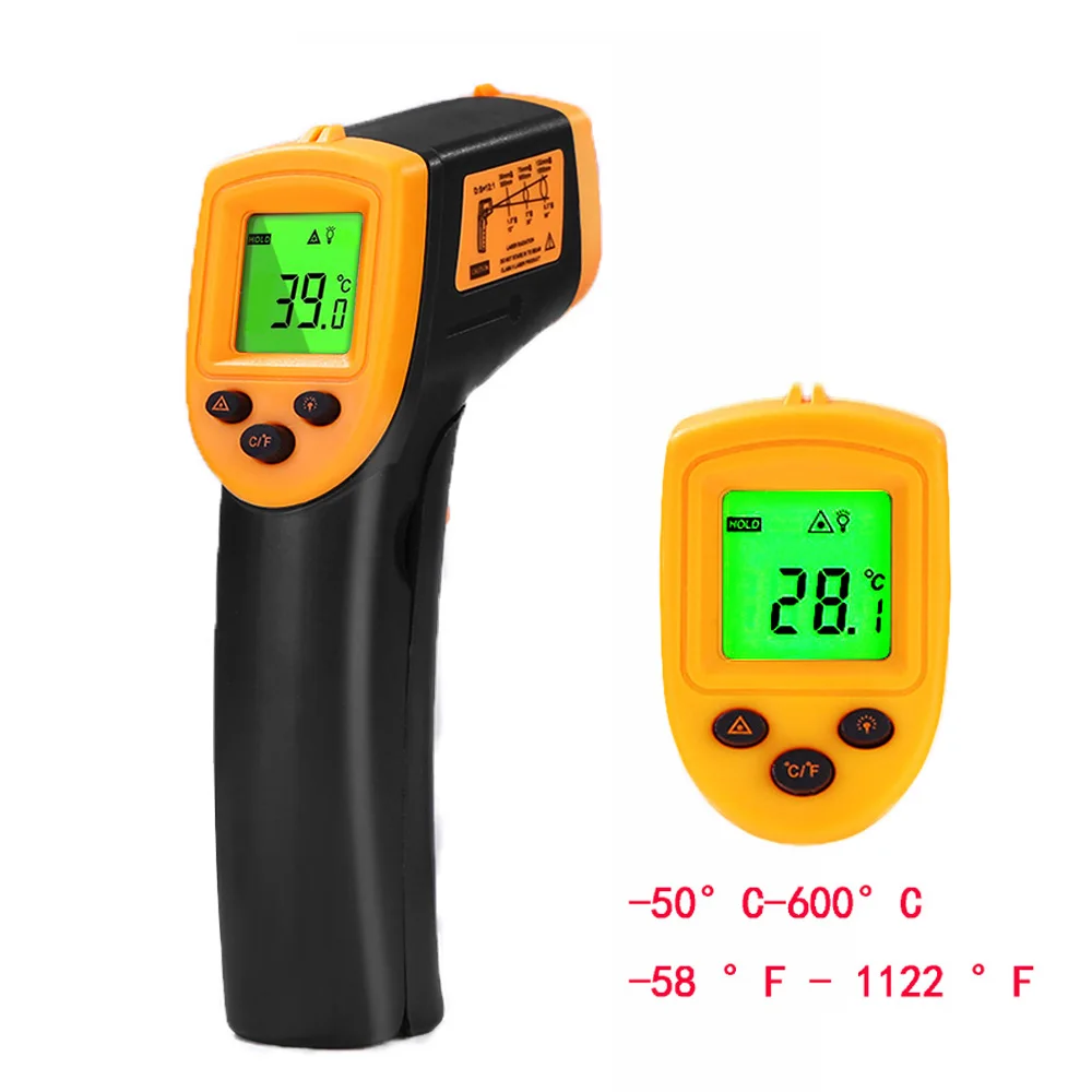 yellow-600 Vastar цифровой GM320 инфракрасный термометр Бесконтактный измеритель температуры пирометр ИК лазерный точечный пистолет-50~ 380 градусов - Цвет: yellow-600