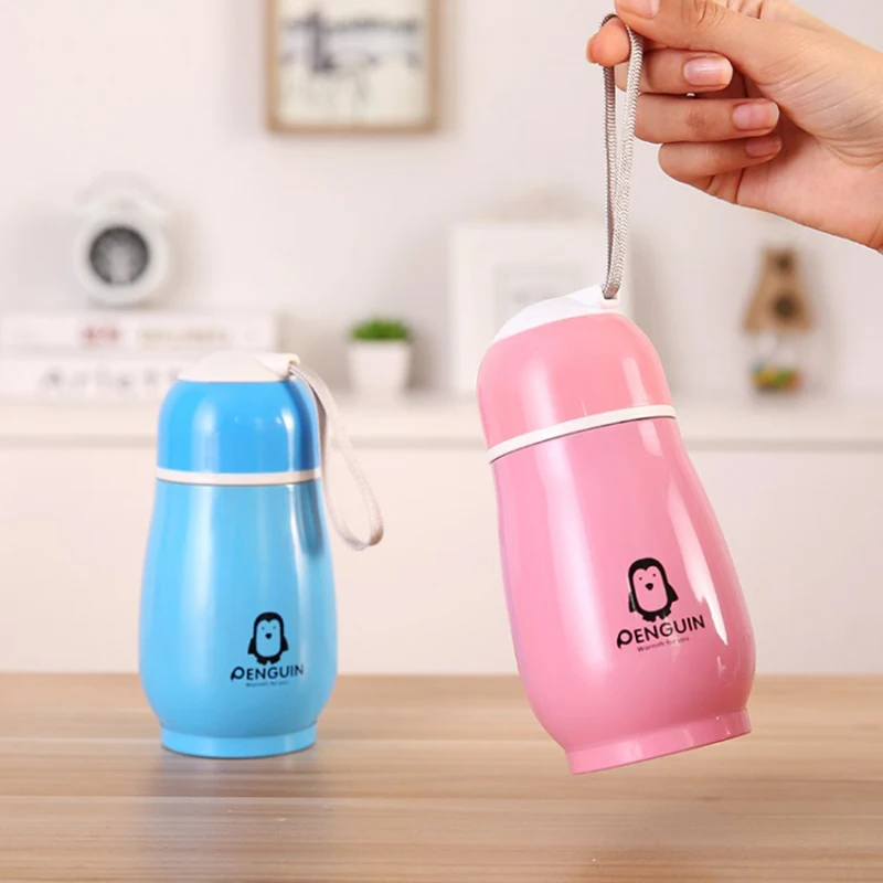 Термос с двойным вкладышем вакуумная фляжка внутренняя чашка пингвин дети