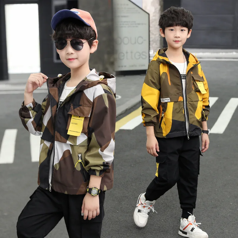 Cool Zipper Spring Summer Children's Clothes Suit Baby Boys Coat + Pants 2pcs/Set Teenage Top Sport Costume For Kids Streetwear