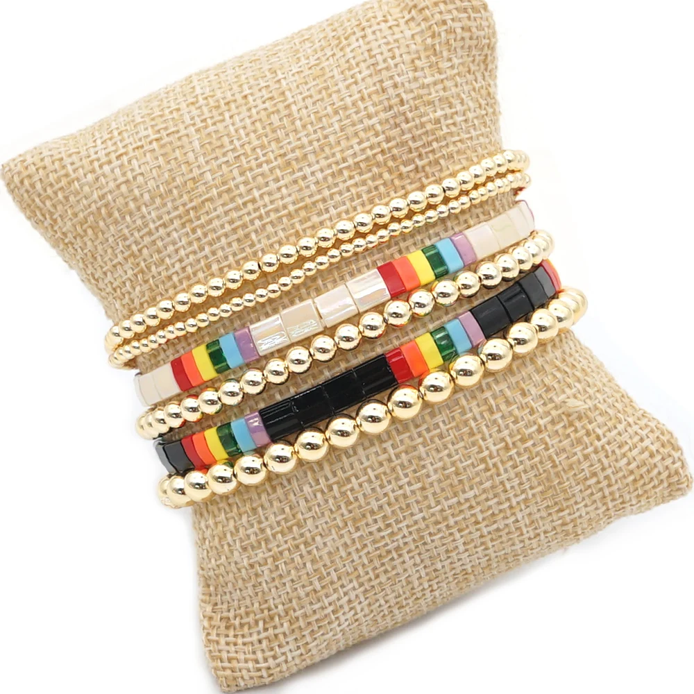 

Go2boho Tila браслеты с бусинами для женщин Высокое качество акриловый позолоченный браслет из бисера ювелирные изделия Femme Bijoux Оптовая Продажа ...