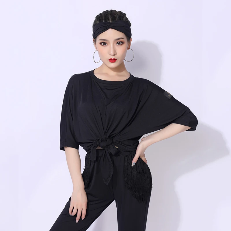 Женский топ для латиноамериканских танцев свободные рубашки с короткими