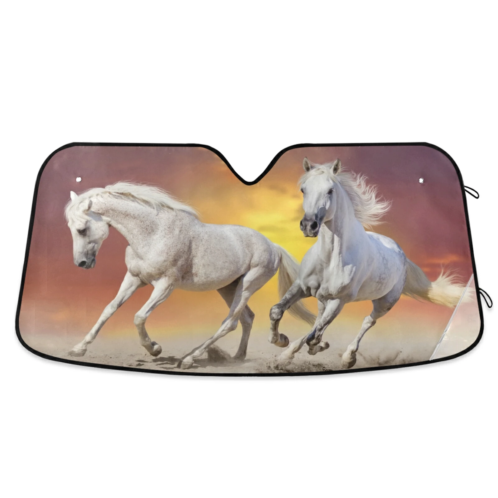 Теплоизоляционный козырек с принтом лошадей автомобильный солнцезащитный чехол