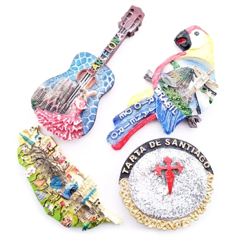 3D смолы магнит на холодильник Тайвань Бразилия Чили Испания подарок сувенир для