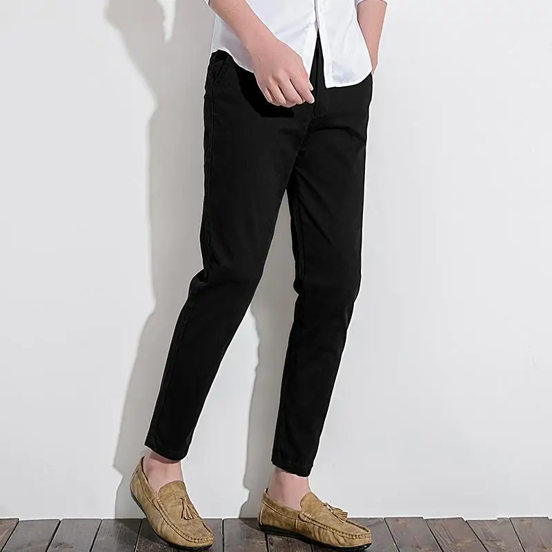 

Men's casual pants slim Leggings Korean fashion simple elastic casual Capris summer thin cotton men's pants