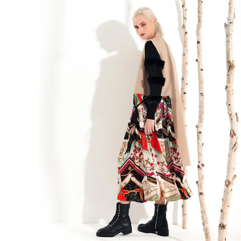 Женский весенний жилет элегантный Свободный с принтом Черный Асимметричный