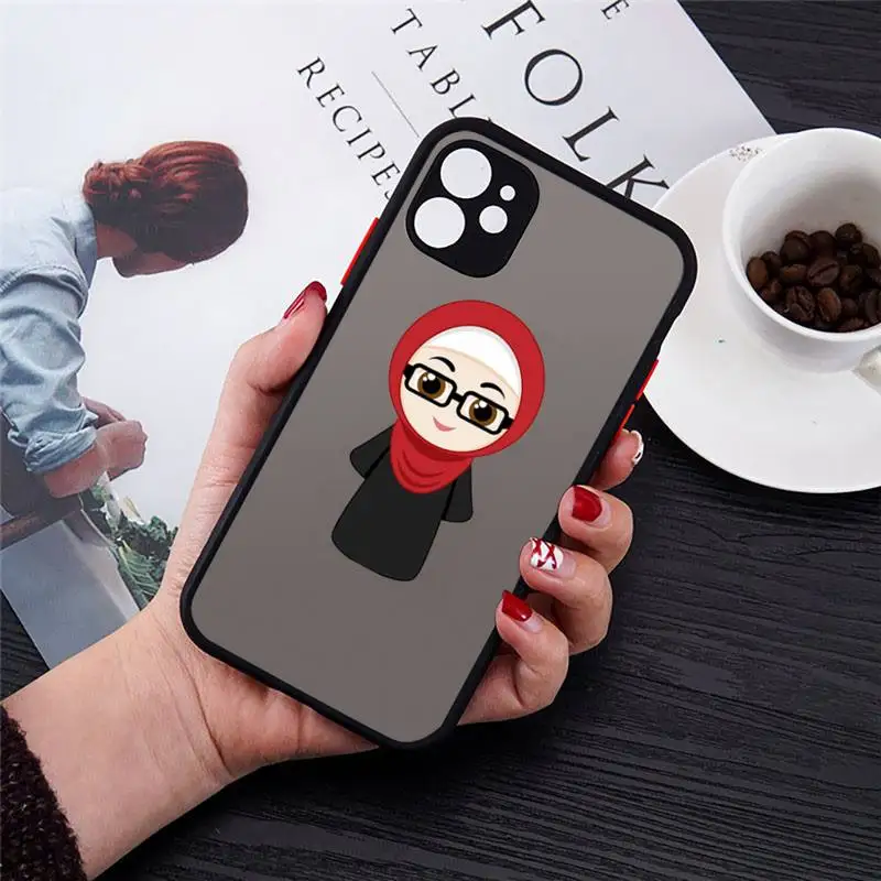 

Muslim Islamic Arabic Hijab Face Gril lovely Phone Case matte transparent For iphone 7 8 11 12 plus mini x xs xr pro max cover