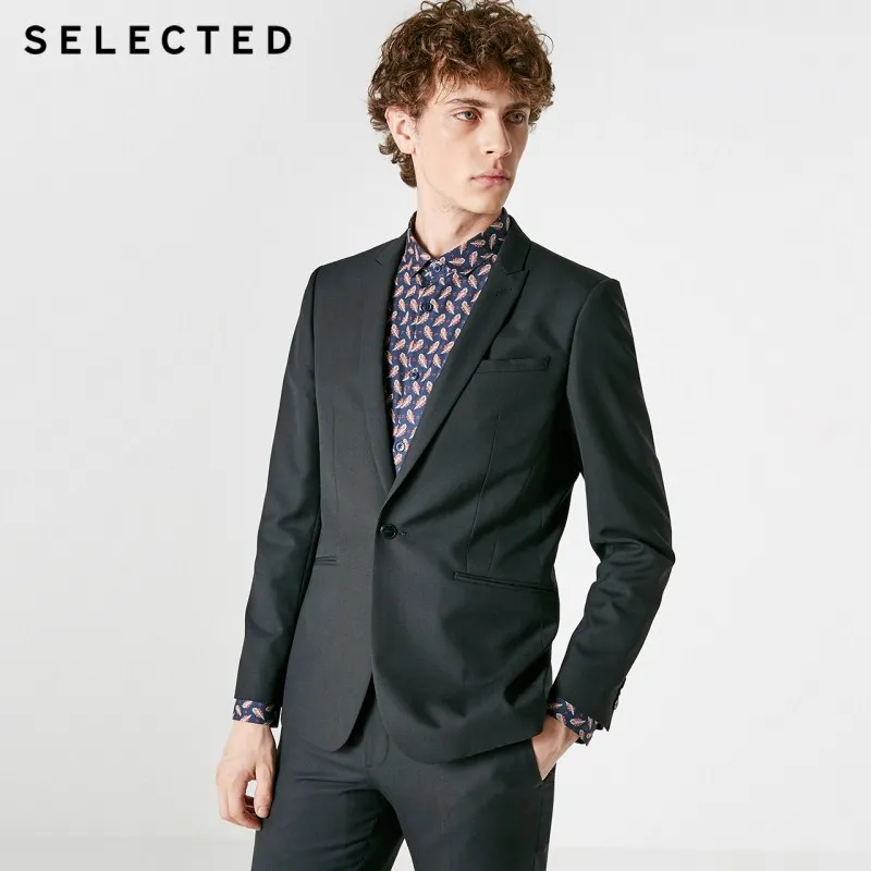 Выбранные Для Мужчин's Однотонная одежда Slim Fit из смесовой шерсти блейзер T |