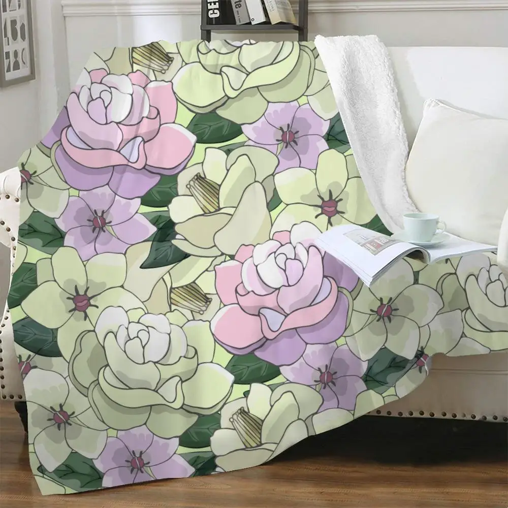 

NKNK Flowers Blankets Floral Thin Quilt Painting Plush Throw Blanket Colorful Bedspread For Bed Sherpa Blanket Fashion