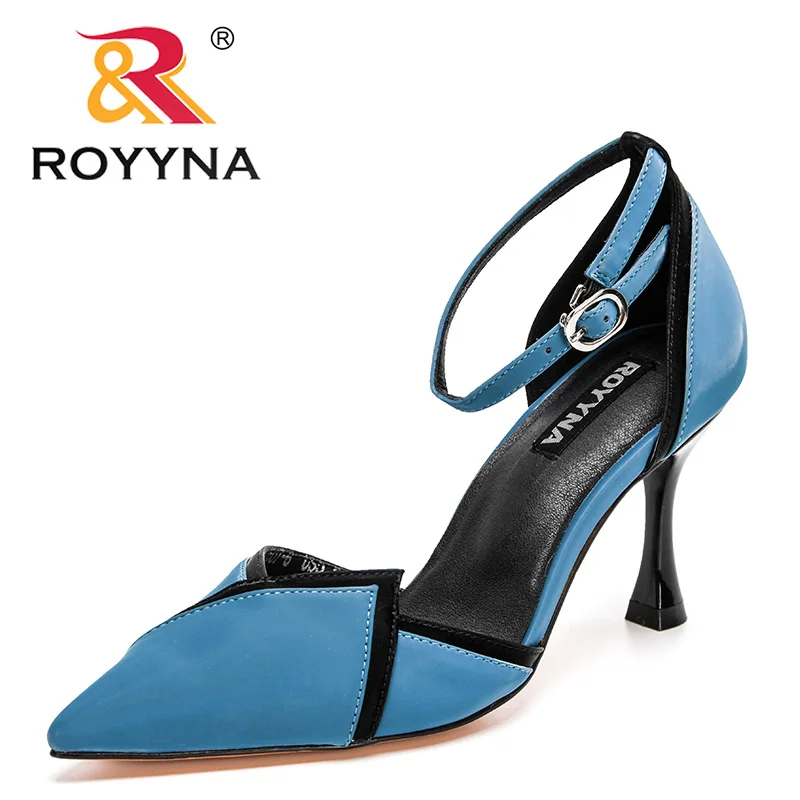 

ROYYNA 2021 новые дизайнерские Элегантные женские туфли-лодочки на высоком тонком каблуке Базовая лаконичная Повседневная офисная удобная обув...