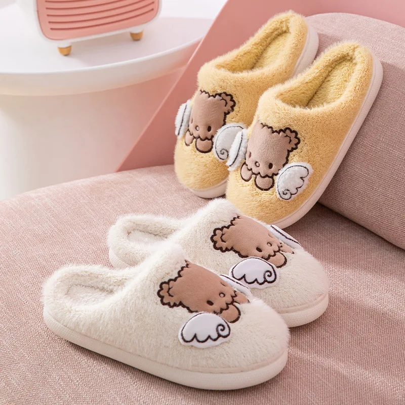 

Cotton Slippers Indoor Thick-soled Non-slip 2021 New Autumn and Winter Hair Drag Outside Wear Cartoon Cute Plush Slippers Women