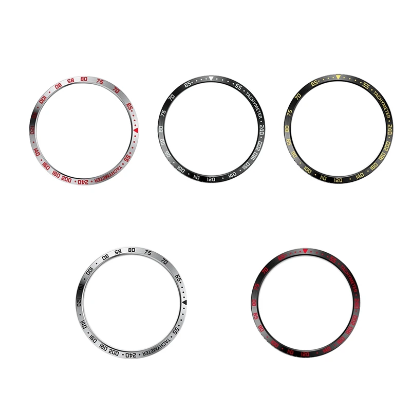 2 Pcs for Samsung Galaxy Watch 46Mm Smart Bezel Ring Adhesive Cover Metal Ring-Silver & Red+Silver | Электроника
