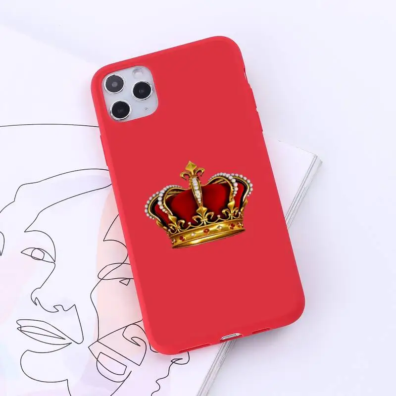 

Crown Letter King Queen shell Phone Case Candy Color for iPhone 6 7 8 11 12 s mini pro X XS XR MAX Plus