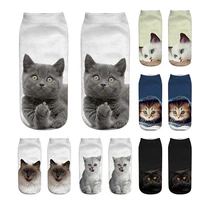 new 3d print funny cute cartoon kitten unisex short socks creative colorful multiple cat face happy low ankle socks for women